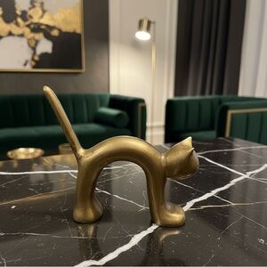 Vintage Collectible Copper Abstract Cat Statue- Cat Figurine